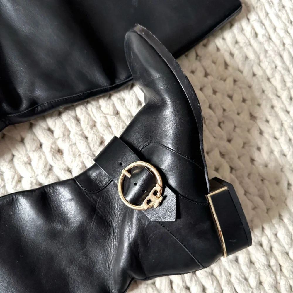 Tory Burch Black Leather Sofia Riding Boot, size 6.5 - Picture 6 of 12